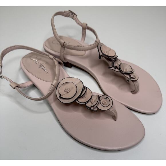 Cole Haan x NikeAir Rosette Sandal Womens 8.5B Pink Leather Buckle T-Strap Thong - Picture 4 of 7